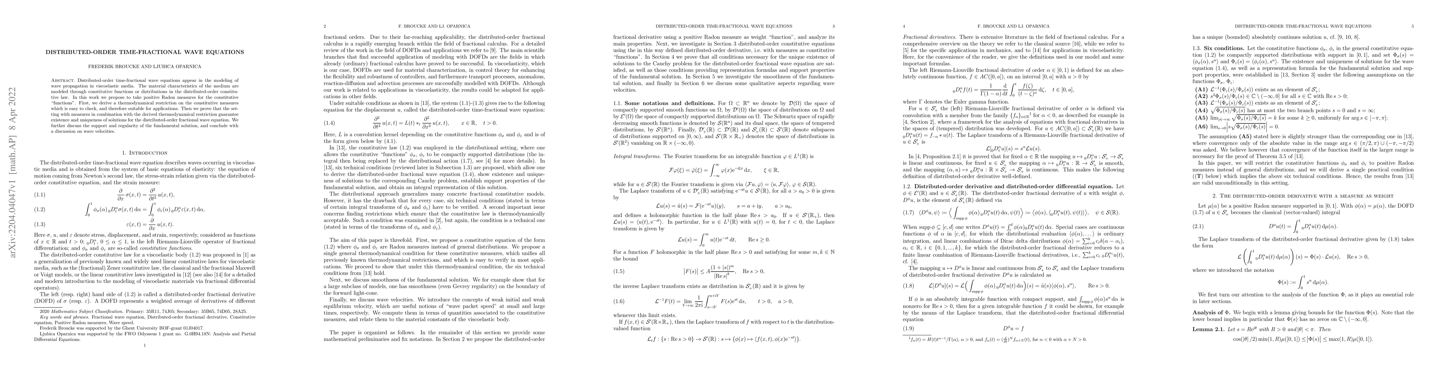 Thumbnail for Distributed-order time-fractional wave equations