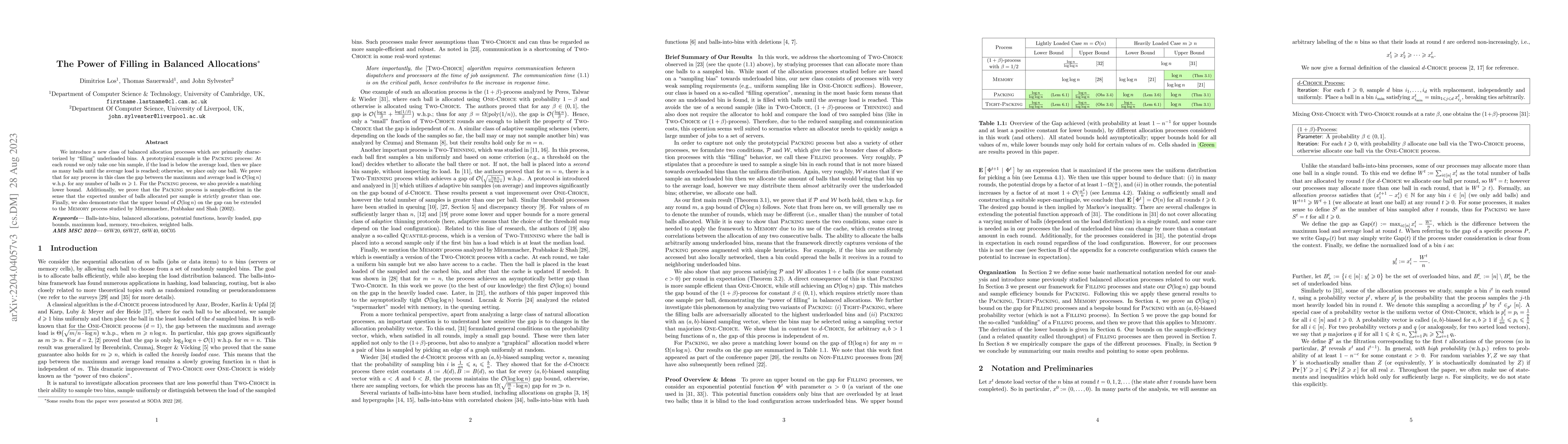 Thumbnail for The Power of Filling in Balanced Allocations