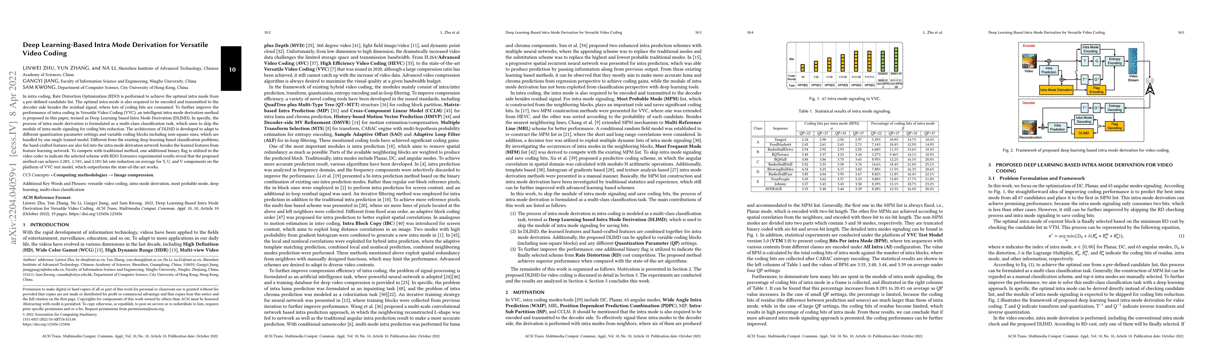 Thumbnail for Deep Learning-Based Intra Mode Derivation for Versatile Video Coding