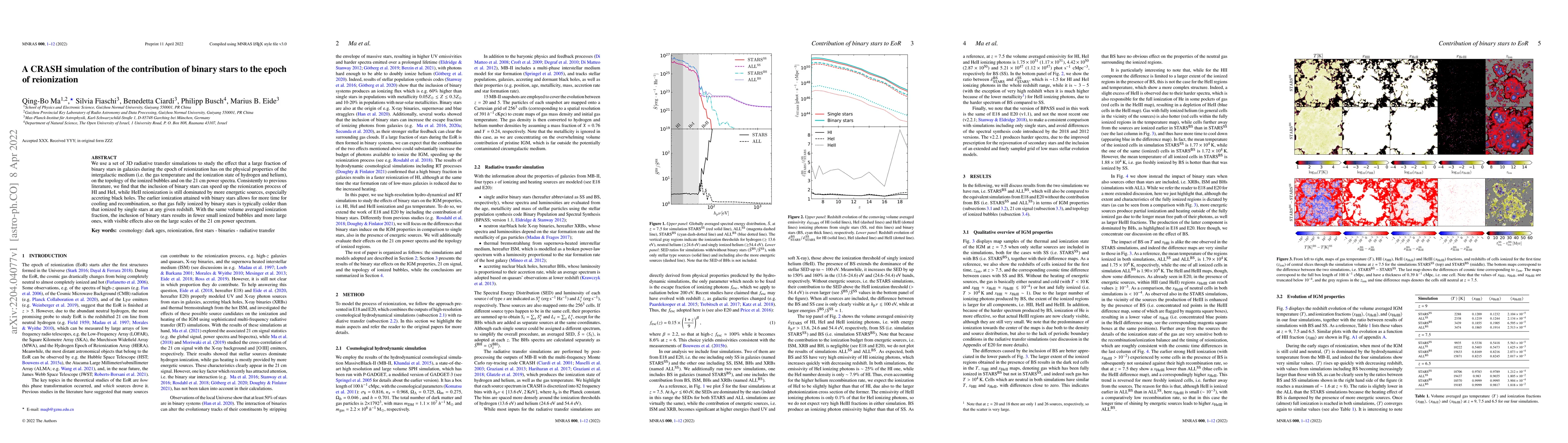 Thumbnail for A CRASH simulation of the contribution of binary stars to the epoch of
  reionization