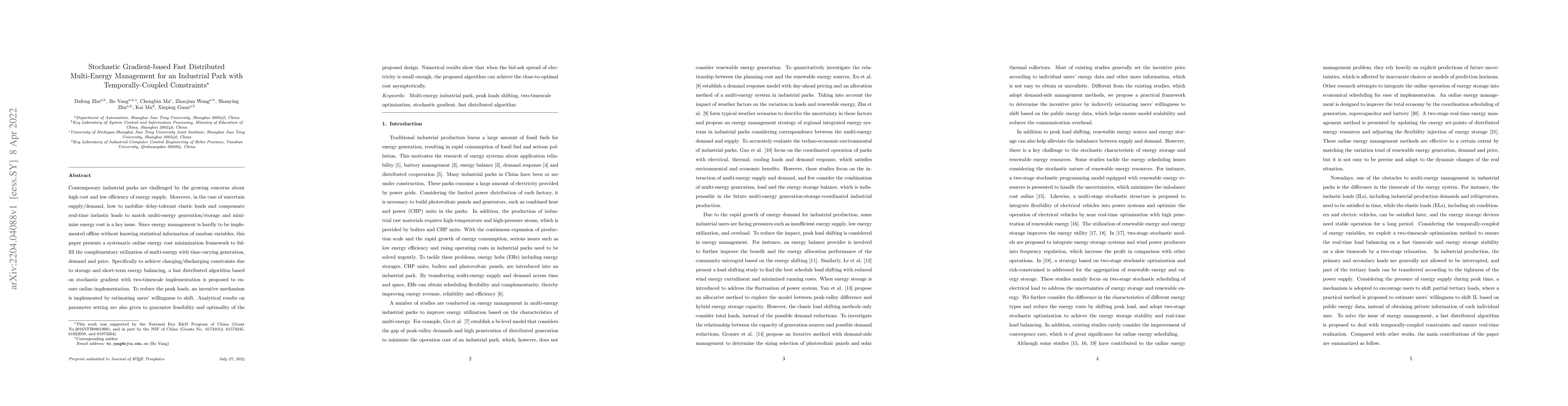 Thumbnail for Stochastic Gradient-based Fast Distributed Multi-Energy Management for
  an Industrial Park with Temporally-Coupled Constraints