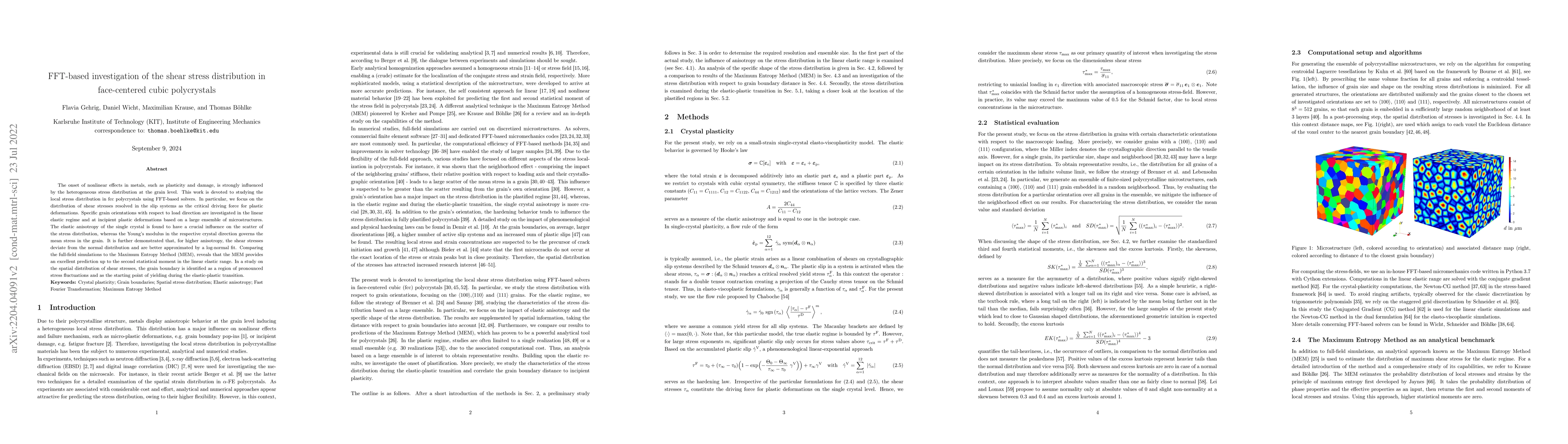 Thumbnail for FFT-based investigation of the shear stress distribution in
  face-centered cubic polycrystals