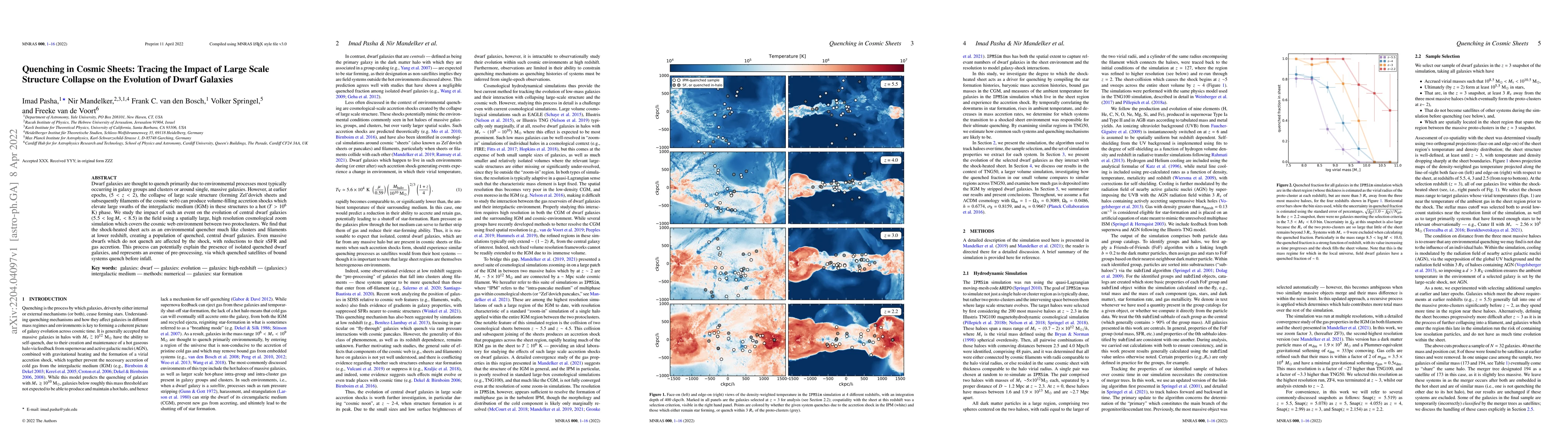 Thumbnail for Quenching in Cosmic Sheets: Tracing the Impact of Large Scale Structure
  Collapse on the Evolution of Dwarf Galaxies