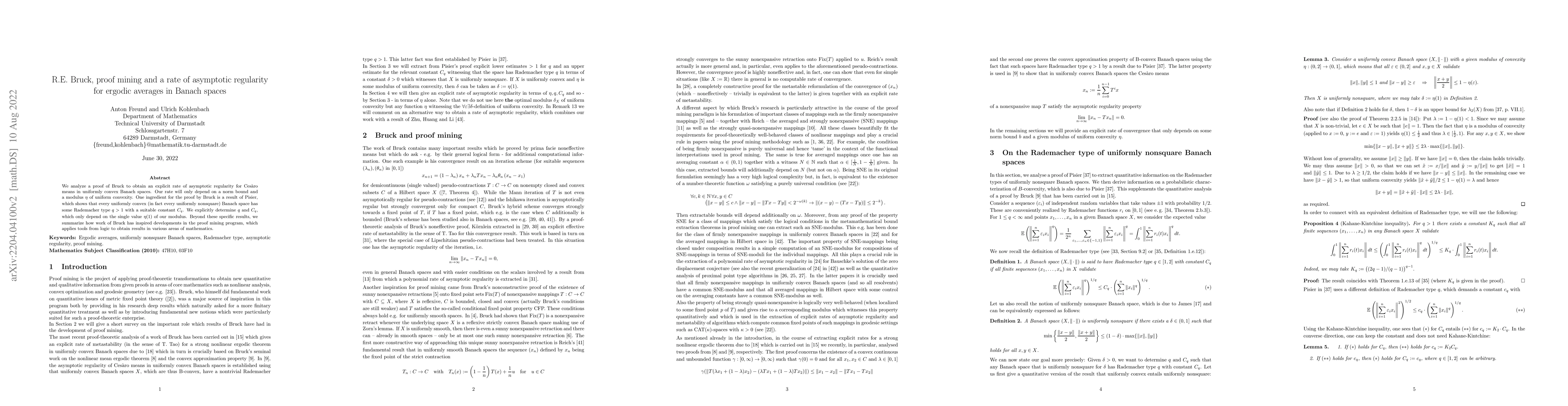 Thumbnail for R.E. Bruck, proof mining and a rate of asymptotic regularity for ergodic
  averages in Banach spaces