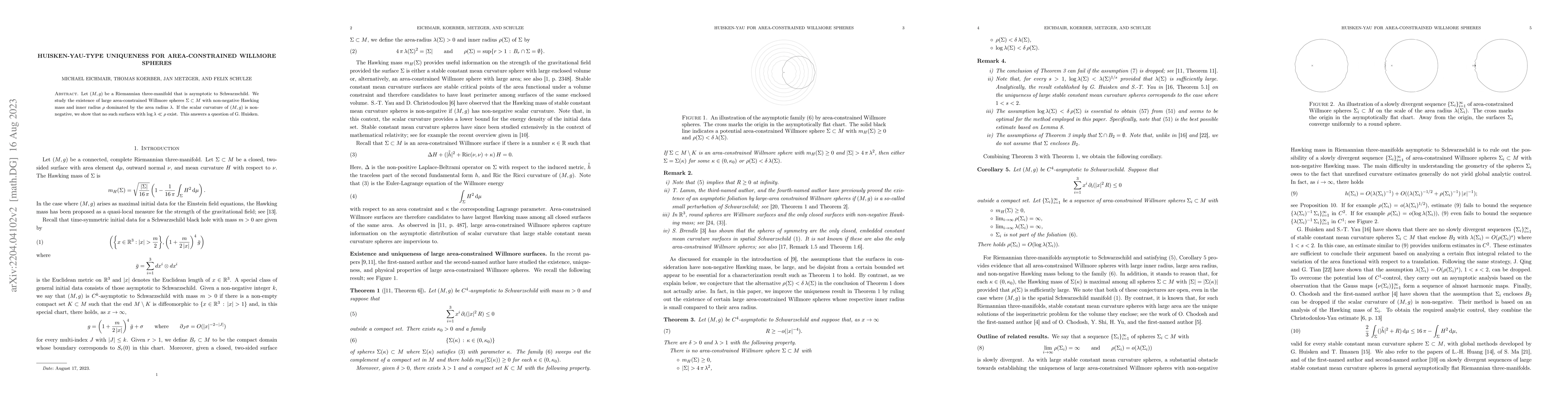Thumbnail for Huisken-Yau-type uniqueness for area-constrained Willmore spheres