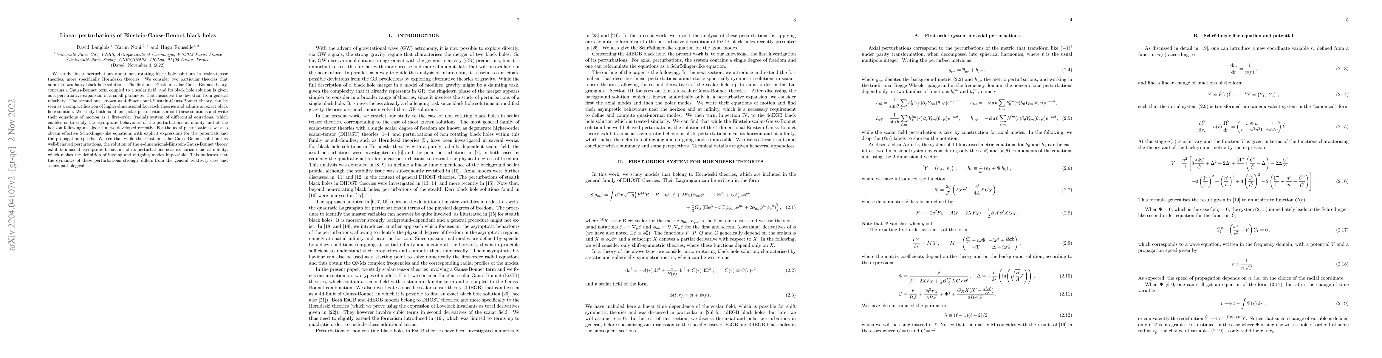 Thumbnail for Linear perturbations of Einstein-Gauss-Bonnet black holes