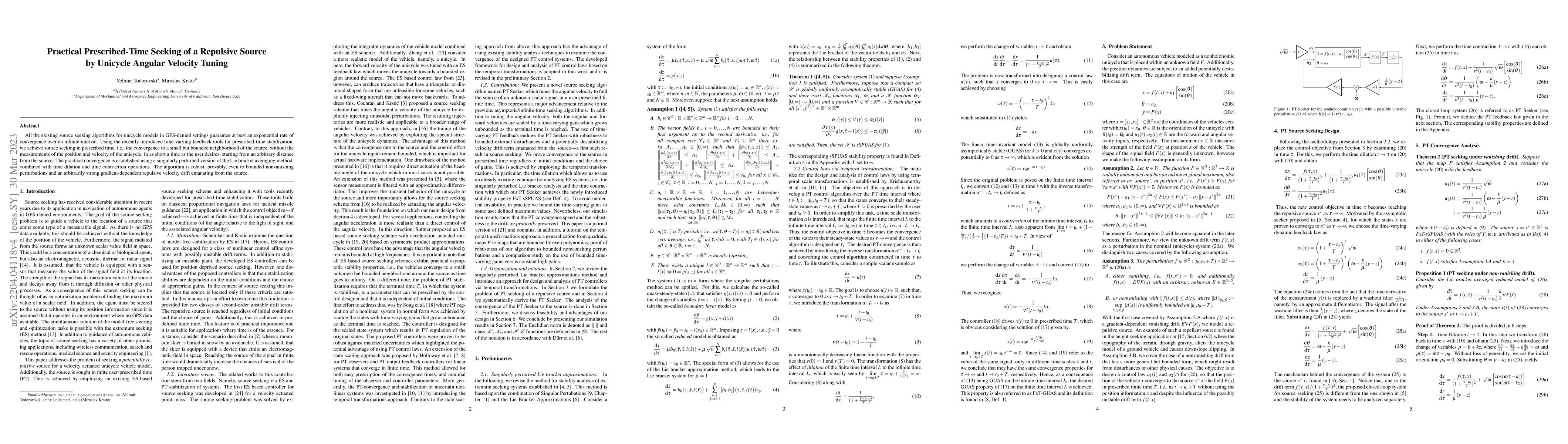 Thumbnail for Practical Prescribed-Time Seeking of a Repulsive Source by Unicycle
  Angular Velocity Tuning