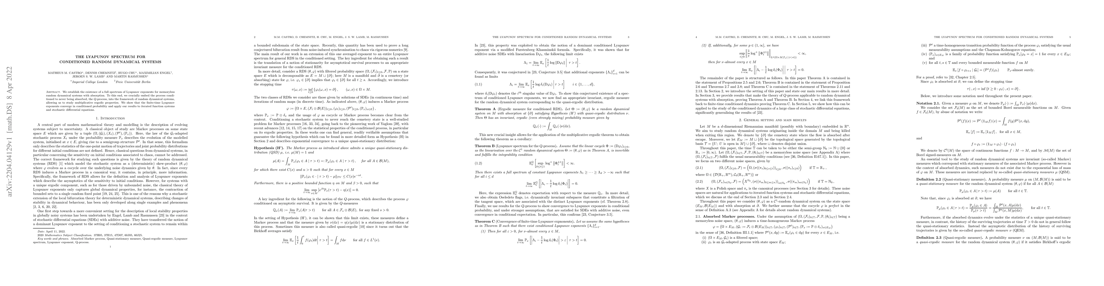 Thumbnail for The Lyapunov spectrum for conditioned random dynamical systems