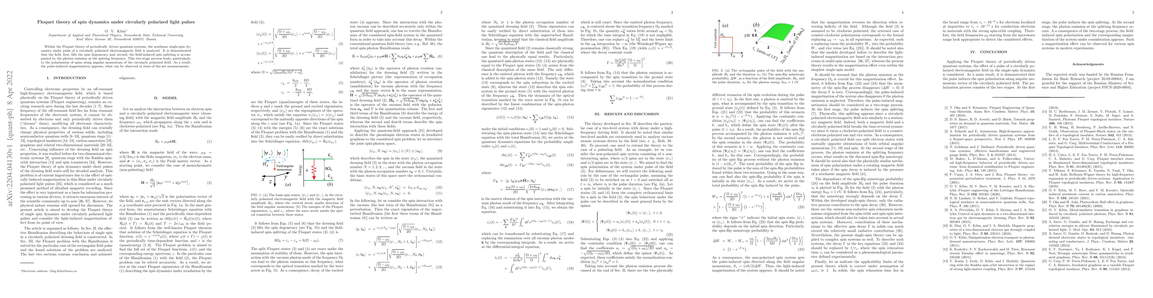 Thumbnail for Floquet theory of spin dynamics under circularly polarized light pulses