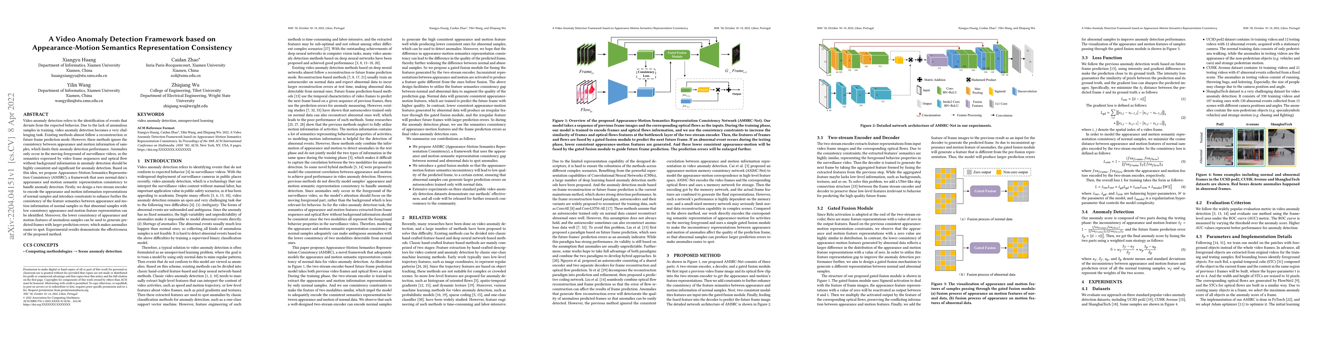 Thumbnail for A Video Anomaly Detection Framework based on Appearance-Motion Semantics
  Representation Consistency