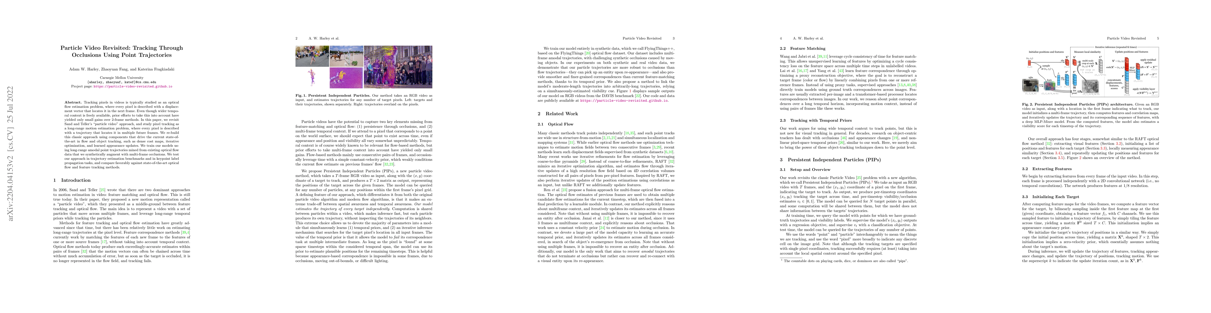 Thumbnail for Particle Video Revisited: Tracking Through Occlusions Using Point
  Trajectories