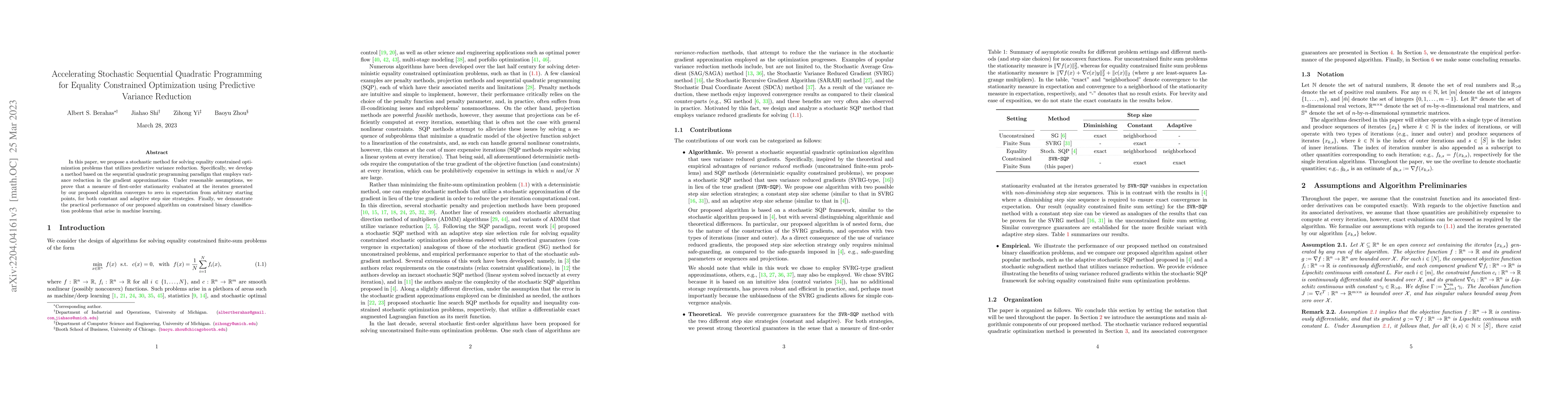 Thumbnail for Accelerating Stochastic Sequential Quadratic Programming for Equality
  Constrained Optimization using Predictive Variance Reduction