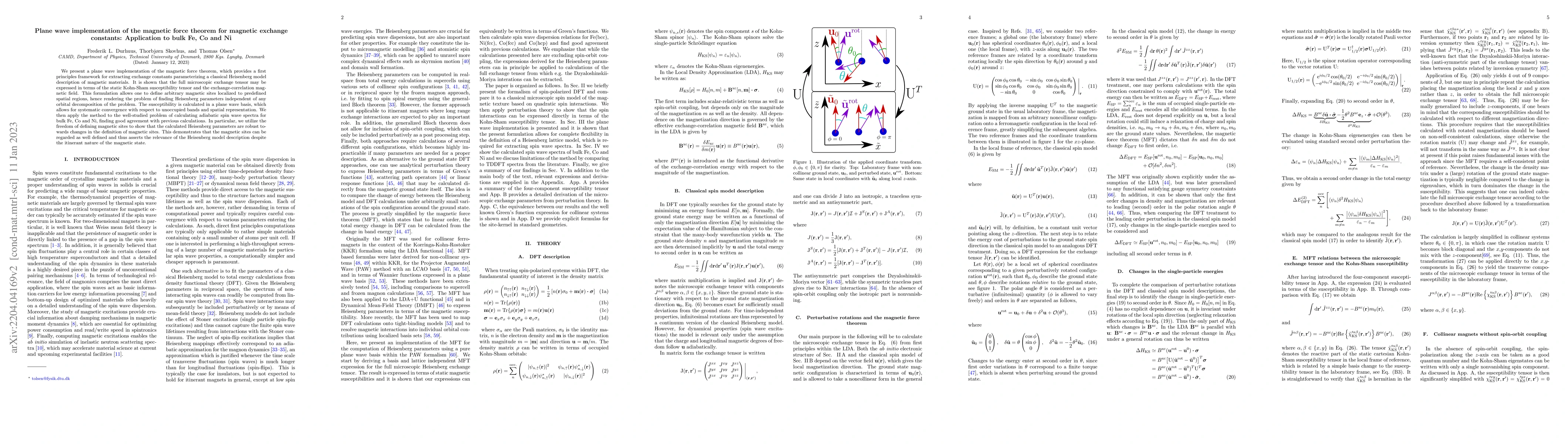 Thumbnail for Plane wave implementation of the magnetic force theorem for magnetic
  exchange constants: Application to bulk Fe, Co and Ni