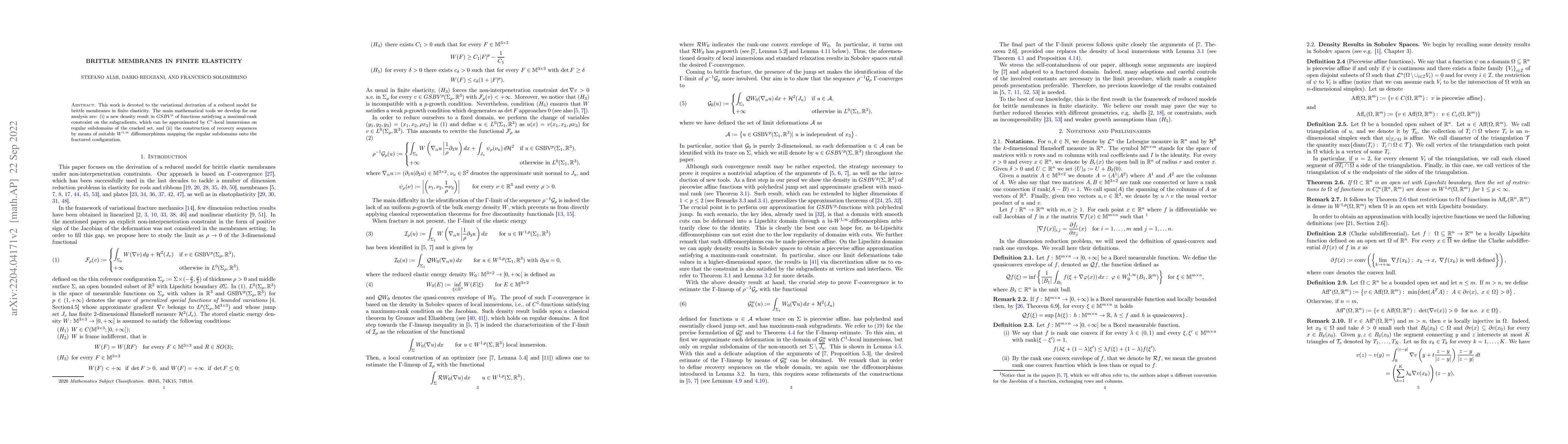 Thumbnail for Brittle membranes in finite elasticity