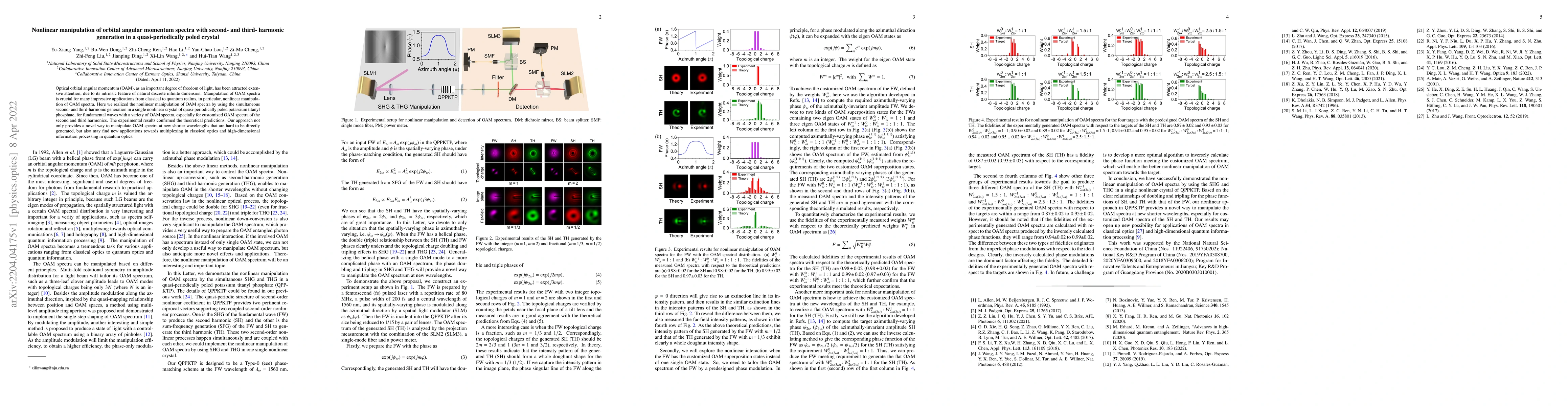 Thumbnail for Nonlinear manipulation of orbital angular momentum spectra with second-
  and third- harmonic generation in a quasi-periodically poled crystal