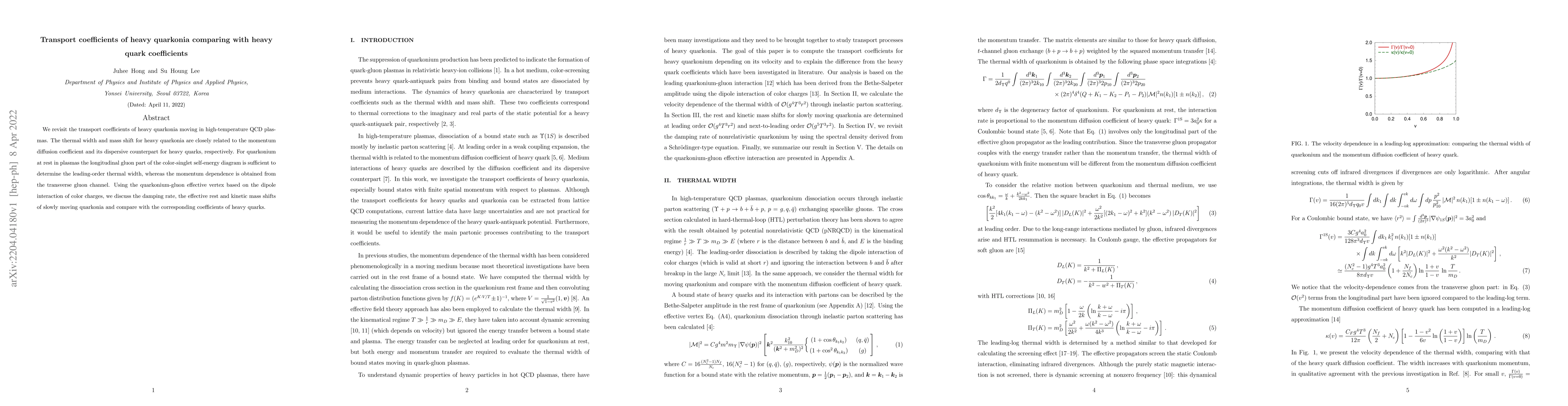 Thumbnail for Transport coefficients of heavy quarkonia comparing with heavy quark
  coefficients