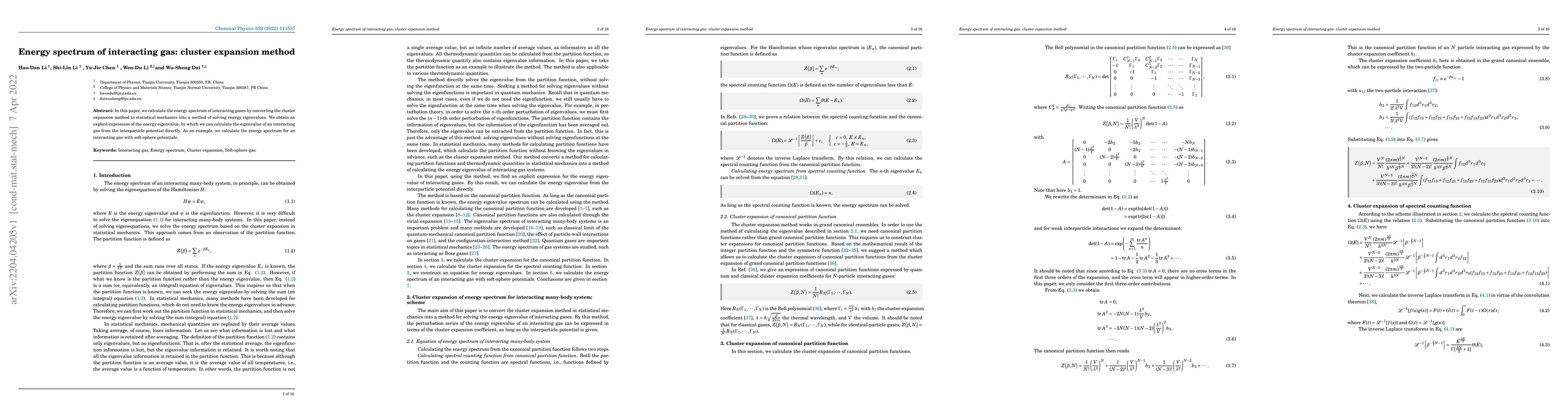Thumbnail for Energy spectrum of interacting gas: cluster expansion method