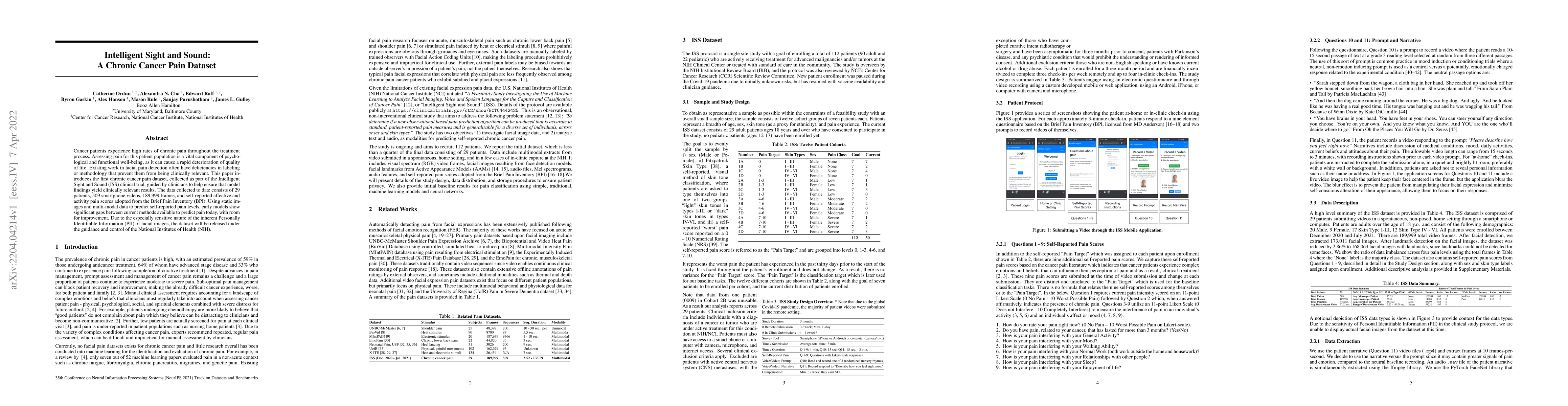 Thumbnail for Intelligent Sight and Sound: A Chronic Cancer Pain Dataset
