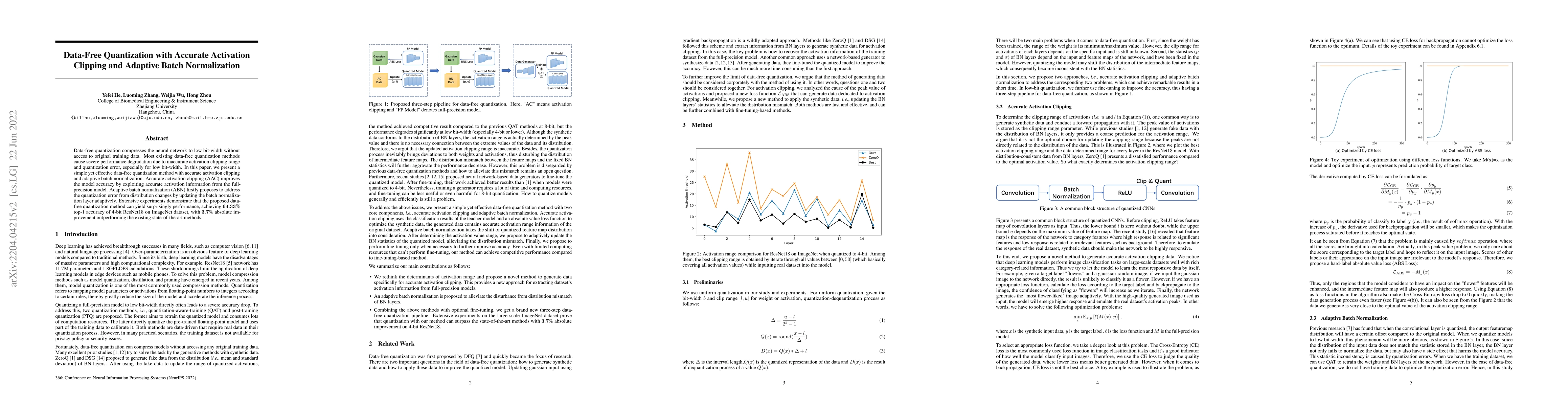 Thumbnail for Data-Free Quantization with Accurate Activation Clipping and Adaptive
  Batch Normalization