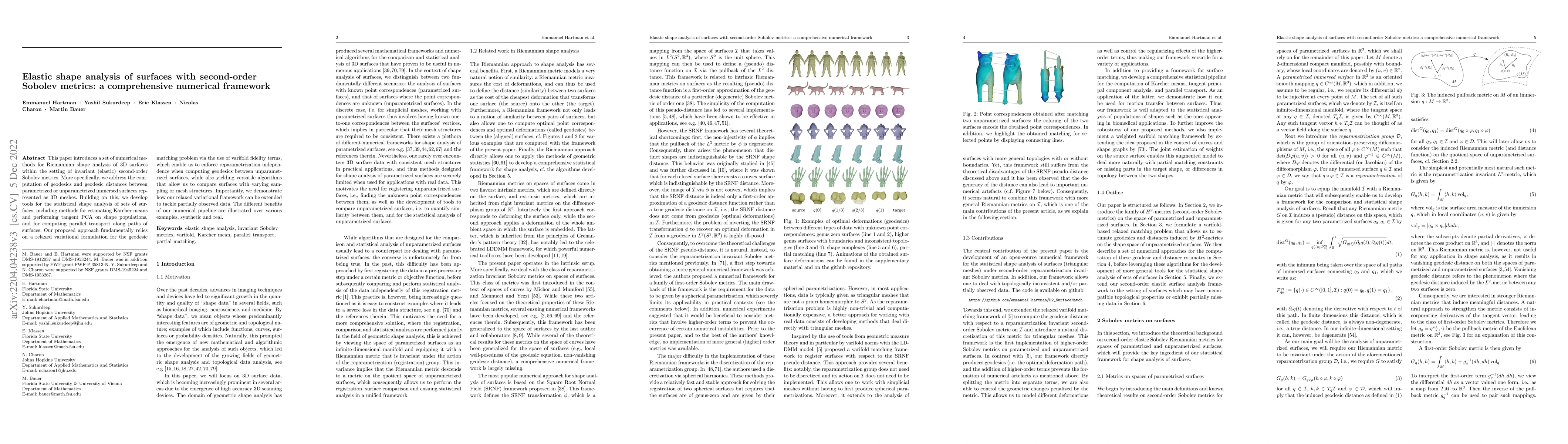 Thumbnail for Elastic shape analysis of surfaces with second-order Sobolev metrics: a
  comprehensive numerical framework