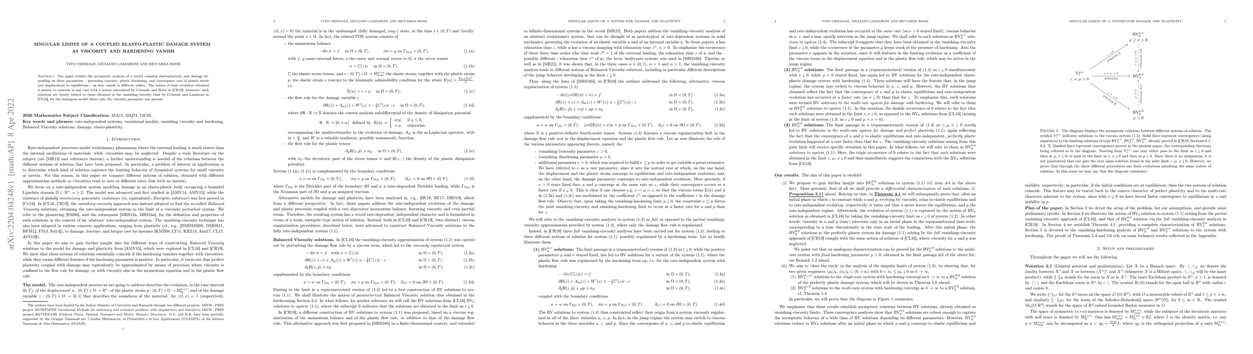 Thumbnail for Singular limits of a coupled elasto-plastic damage system as viscosity
  and hardening vanish