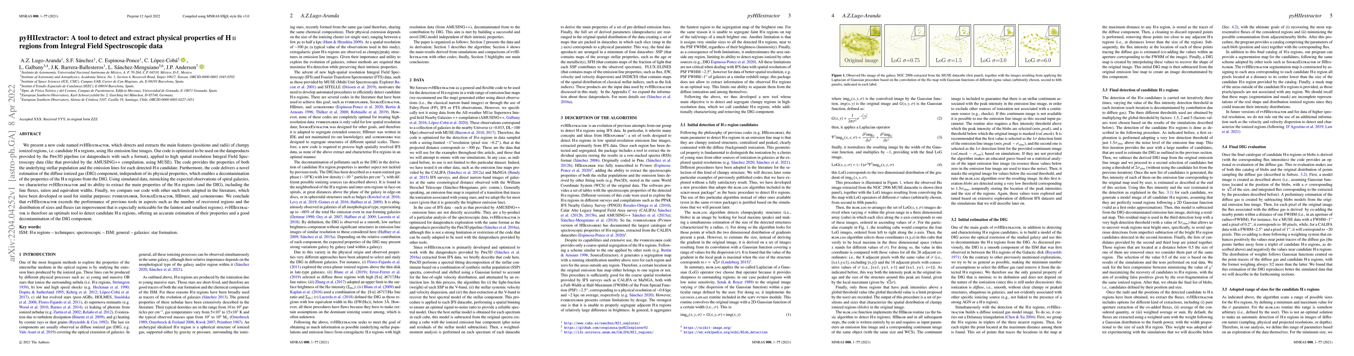 Thumbnail for pyHIIextractor: A tool to detect and extract physical properties of HII
  regions from Integral Field Spectroscopic data