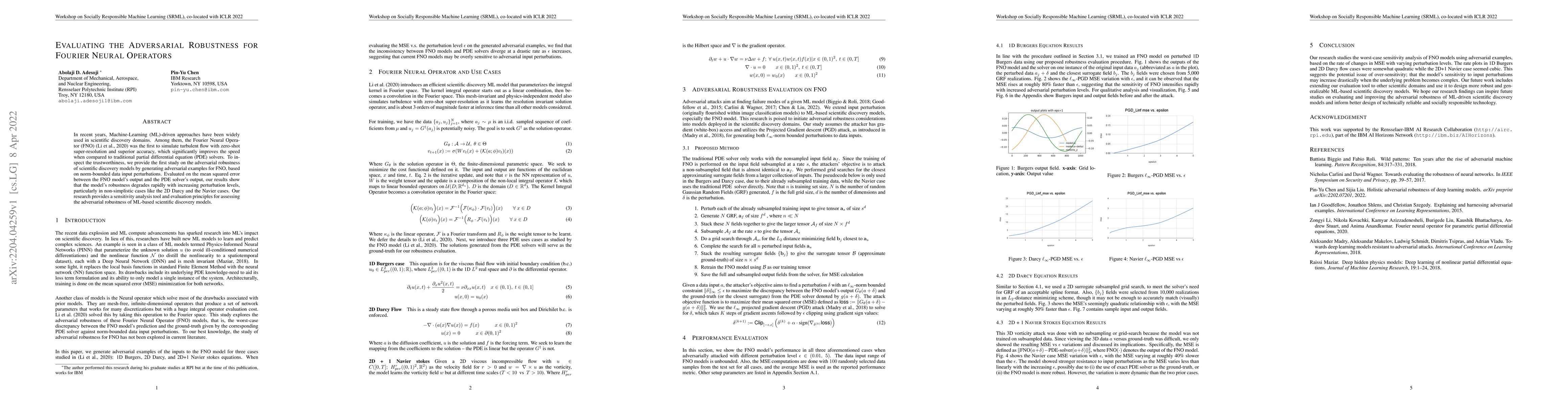 Thumbnail for Evaluating the Adversarial Robustness for Fourier Neural Operators