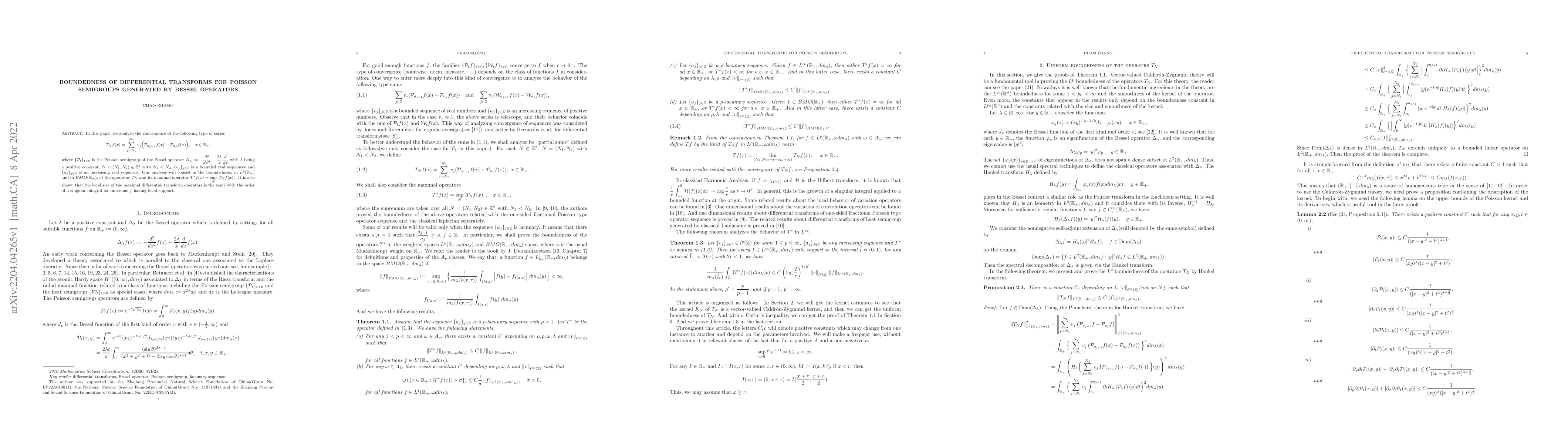 Thumbnail for Boundedness of differential transforms for Poisson semigroups generated
  by Bessel operators