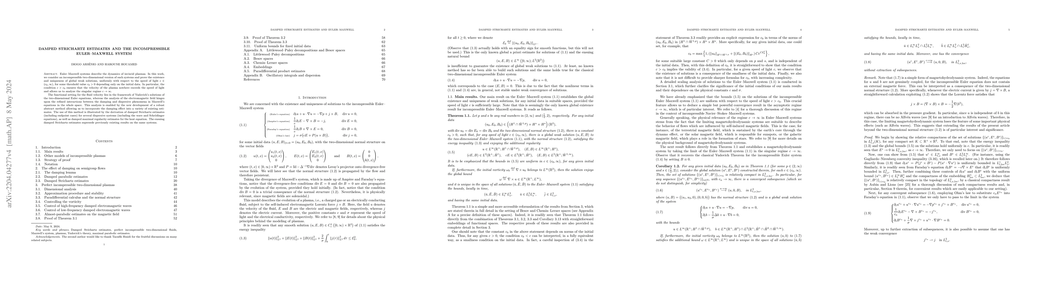 Thumbnail for Damped Strichartz estimates and the incompressible Euler--Maxwell system