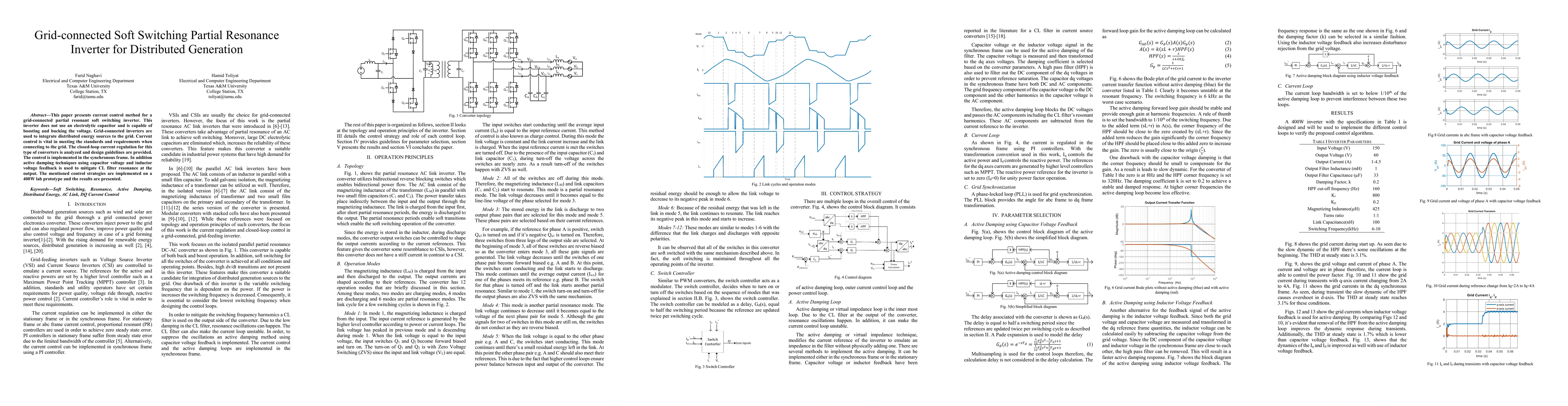 Thumbnail for Grid-connected Soft Switching Partial Resonance Inverter for Distributed
  Generation