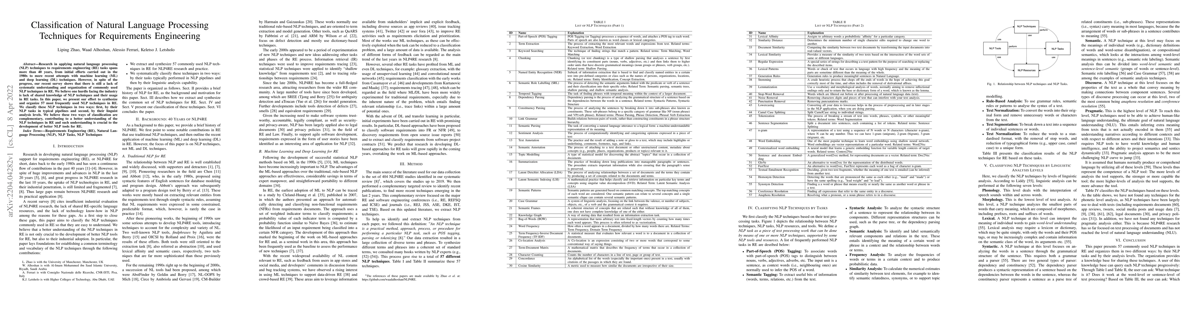 Thumbnail for Classification of Natural Language Processing Techniques for
  Requirements Engineering