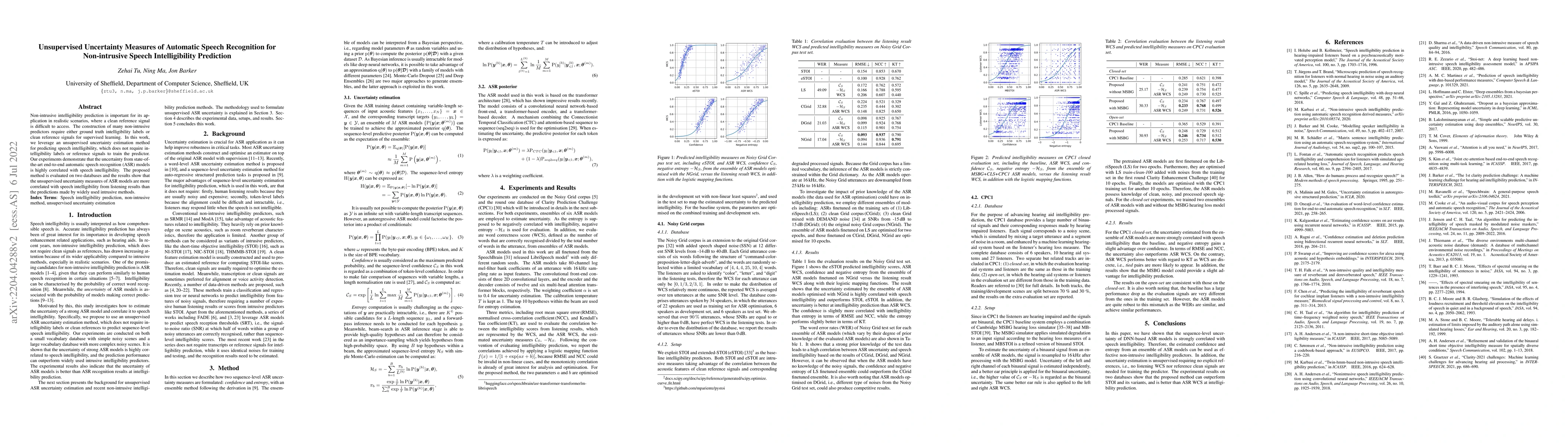 Thumbnail for Unsupervised Uncertainty Measures of Automatic Speech Recognition for
  Non-intrusive Speech Intelligibility Prediction