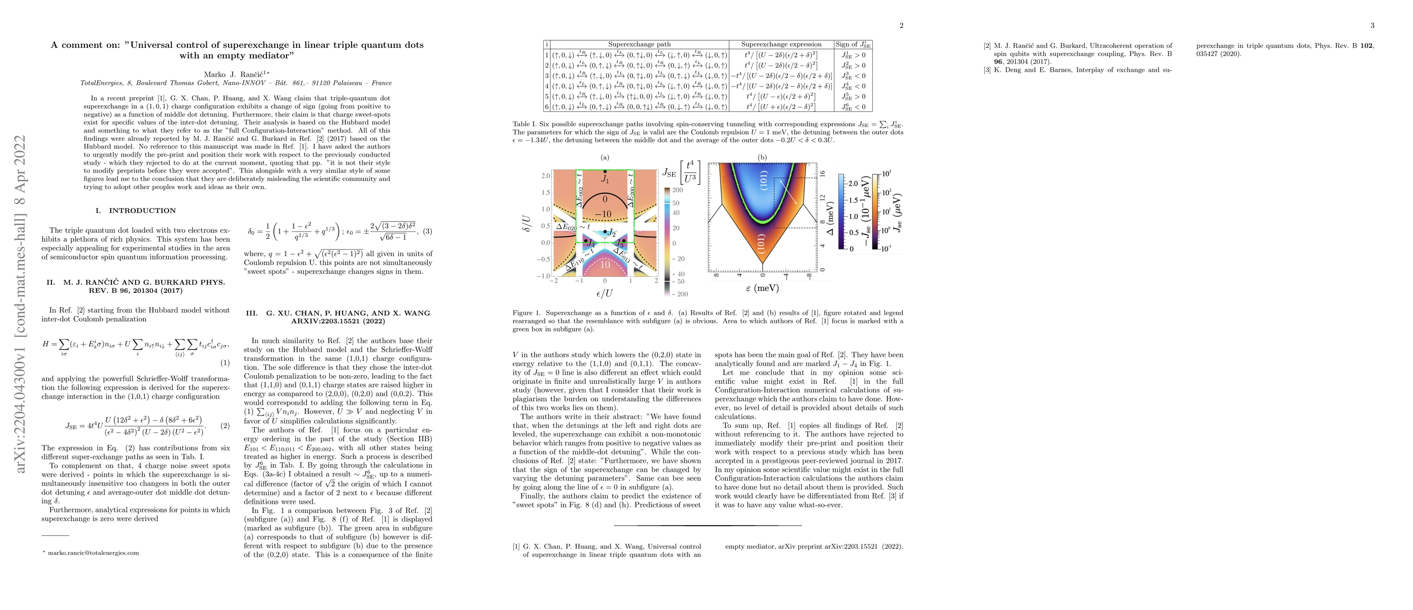 Thumbnail for A comment on: Universal control of superexchange in linear triple
  quantum dots with an empty mediator