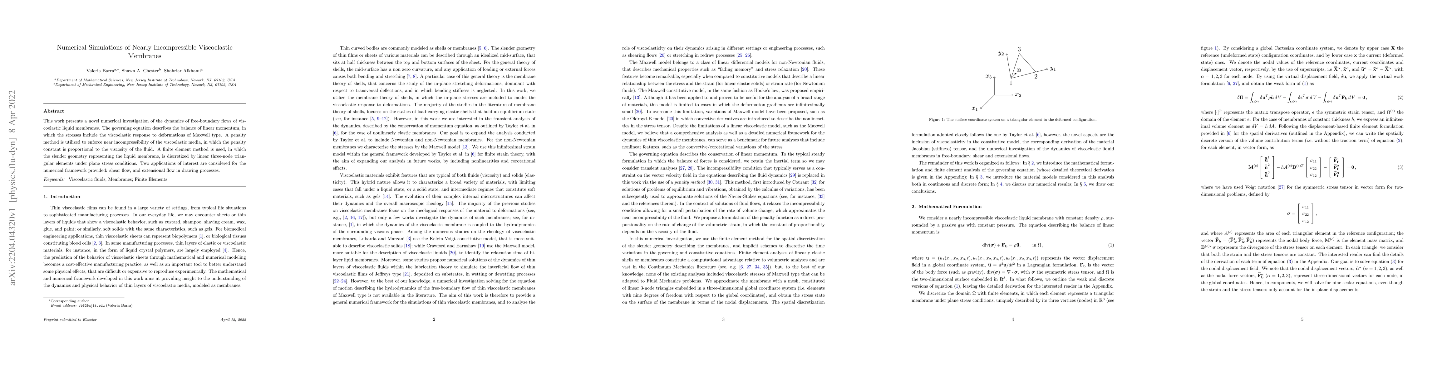 Thumbnail for Numerical Simulations of Nearly Incompressible Viscoelastic Membranes