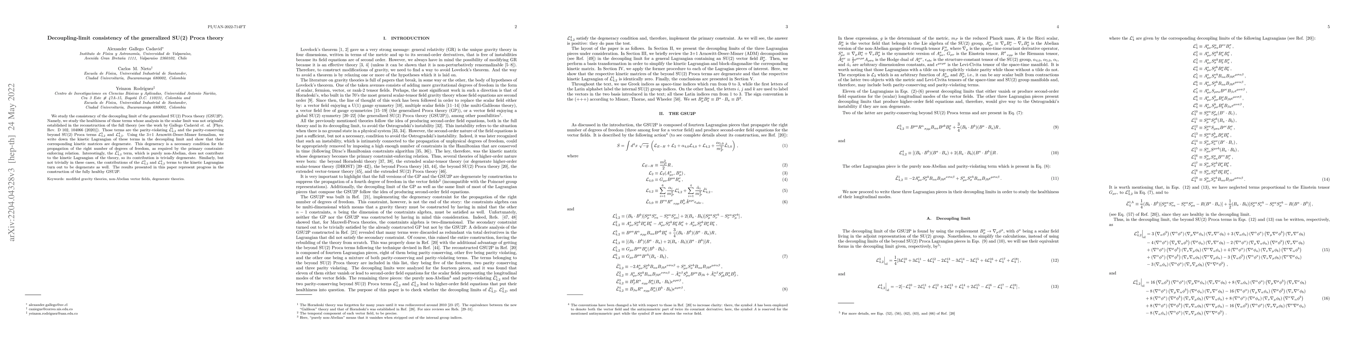 Thumbnail for Decoupling-limit consistency of the generalized SU(2) Proca theory