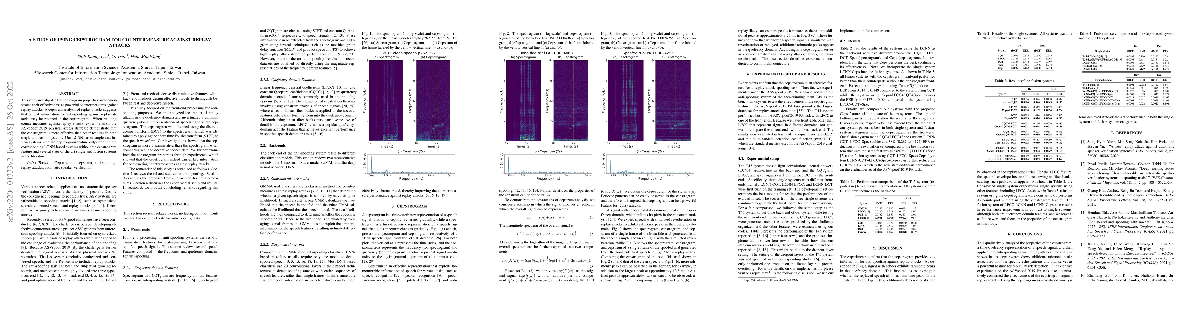 Thumbnail for A Study of Using Cepstrogram for Countermeasure Against Replay Attacks