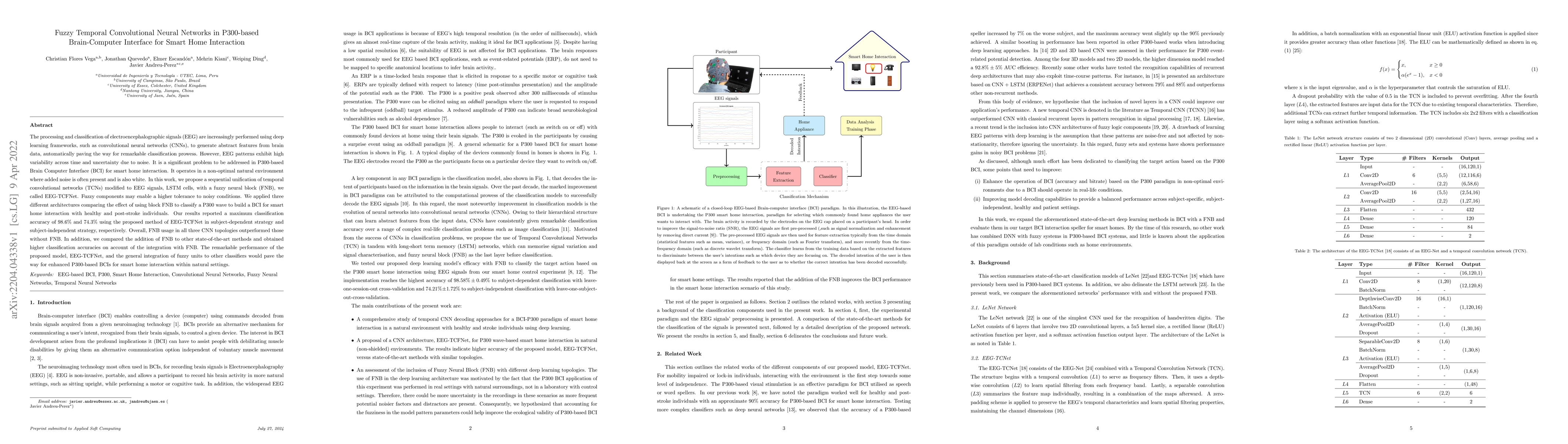 Thumbnail for Fuzzy temporal convolutional neural networks in P300-based
  Brain-computer interface for smart home interaction