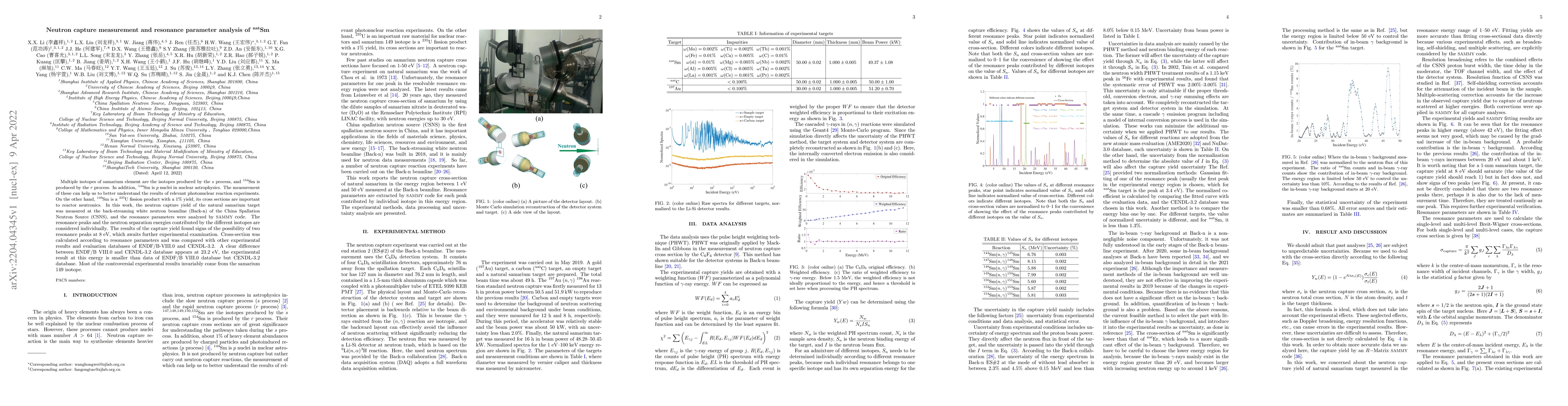 Thumbnail for Neutron capture measurement and resonance parameter analysis of natSm