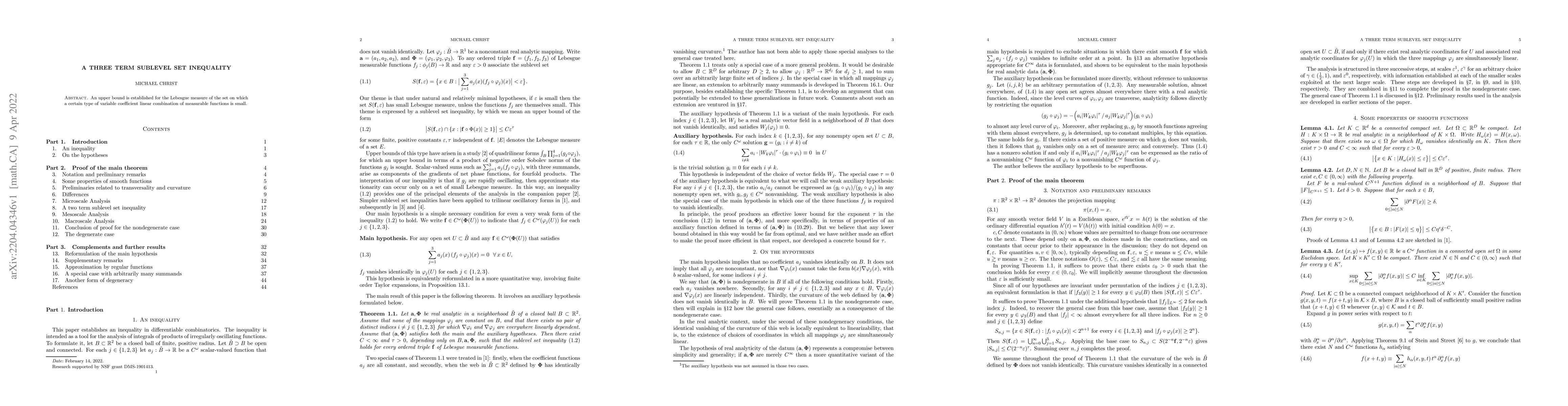 Thumbnail for A three term sublevel set inequality