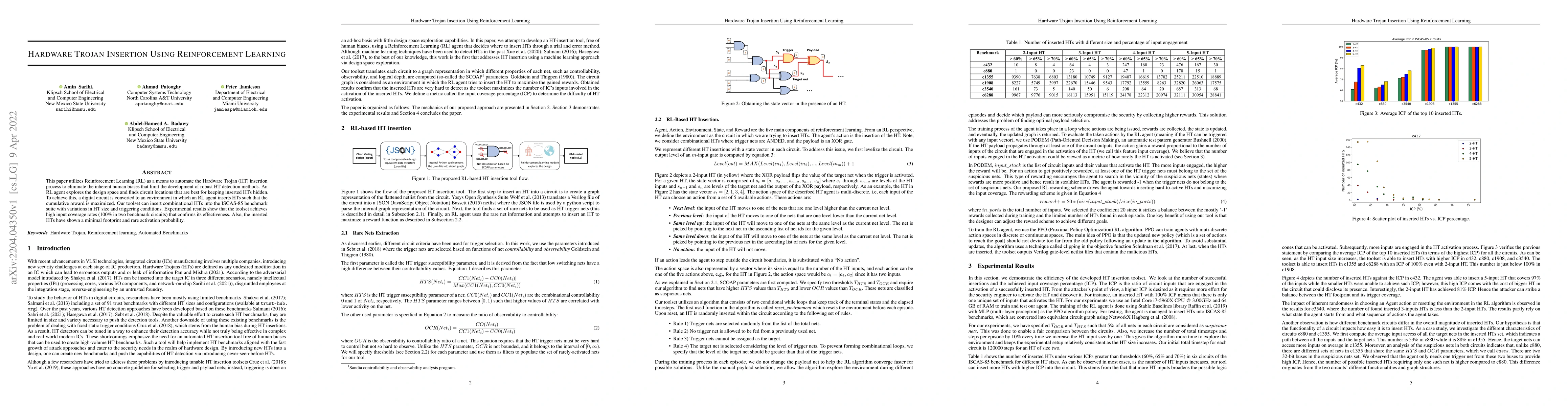 Thumbnail for Hardware Trojan Insertion Using Reinforcement Learning