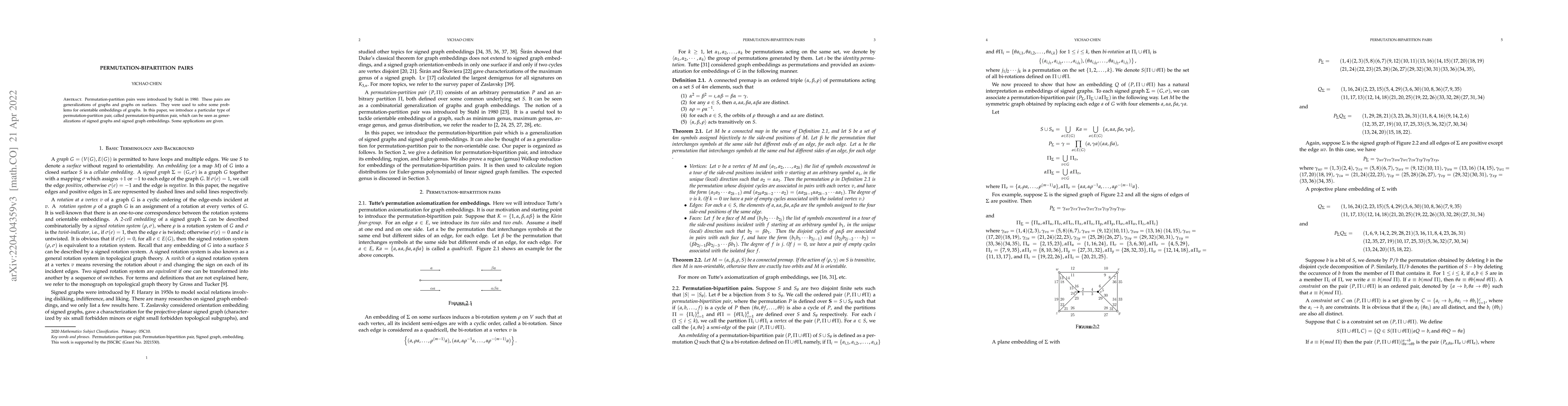 Thumbnail for Permutation-bipartition pairs