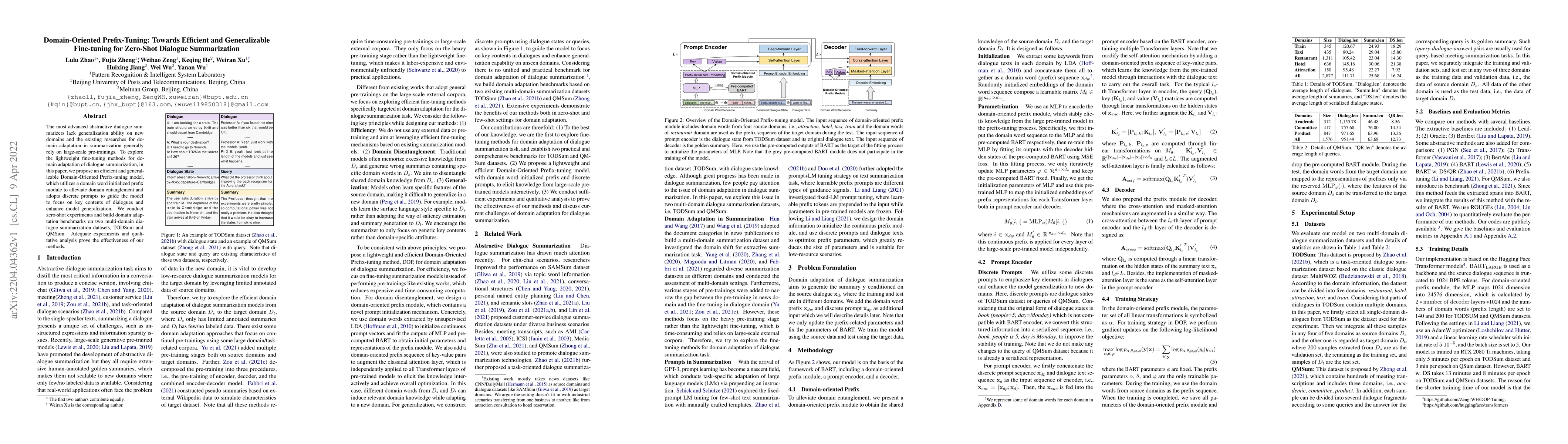 Thumbnail for Domain-Oriented Prefix-Tuning: Towards Efficient and Generalizable
  Fine-tuning for Zero-Shot Dialogue Summarization