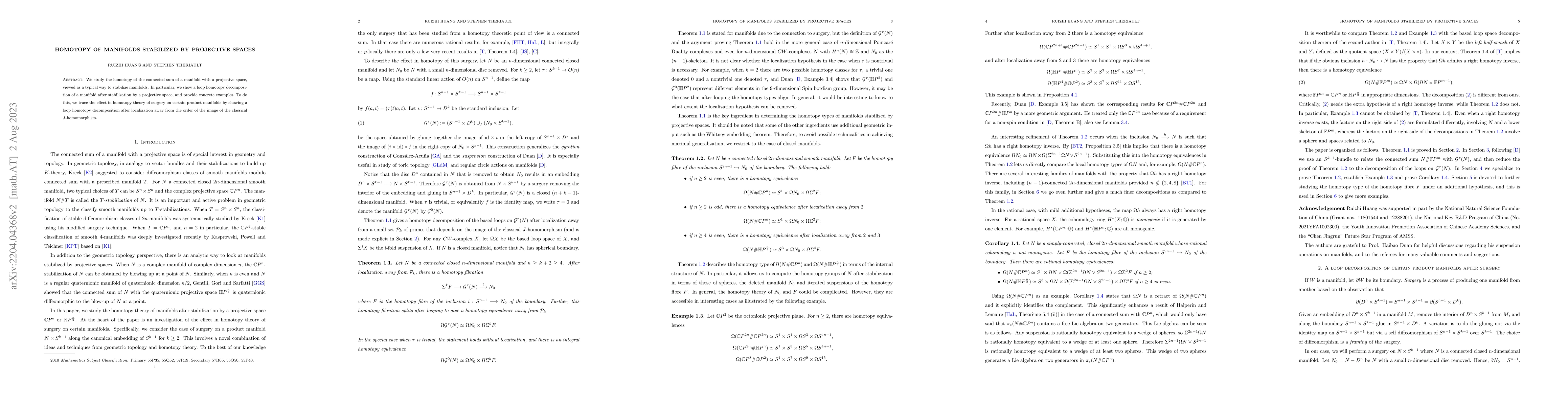Thumbnail for Homotopy of manifolds stabilized by projective spaces