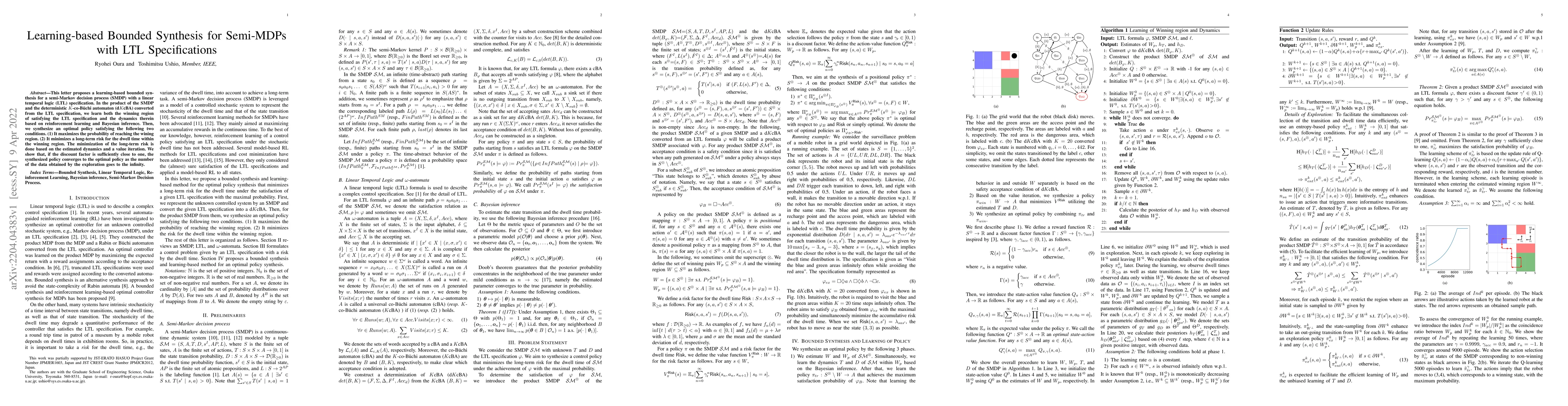 Thumbnail for Learning-based Bounded Synthesis for Semi-MDPs with LTL Specifications