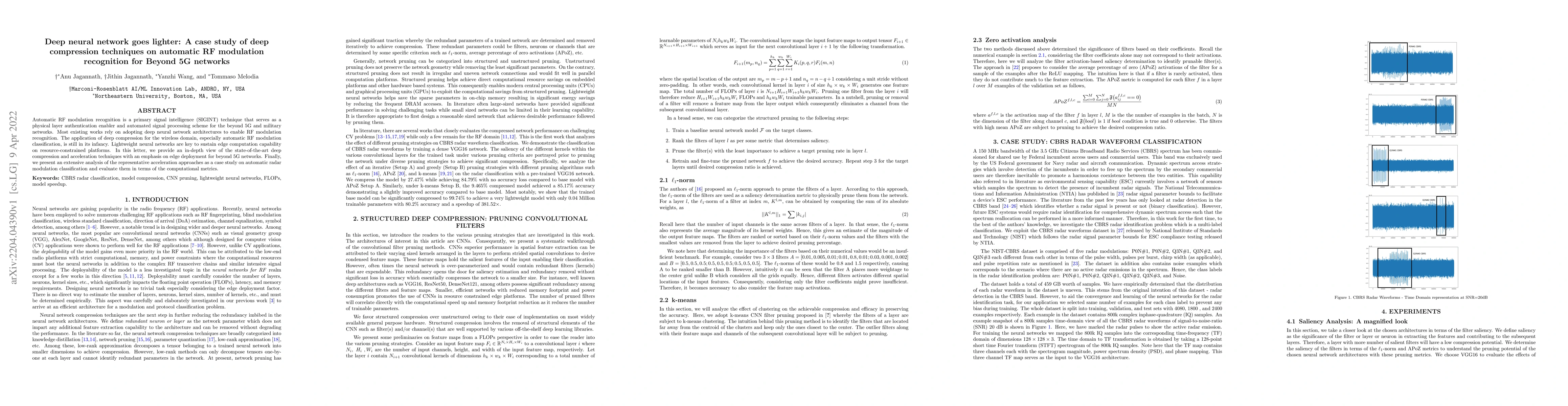 Thumbnail for Deep neural network goes lighter: A case study of deep compression
  techniques on automatic RF modulation recognition for Beyond 5G networks