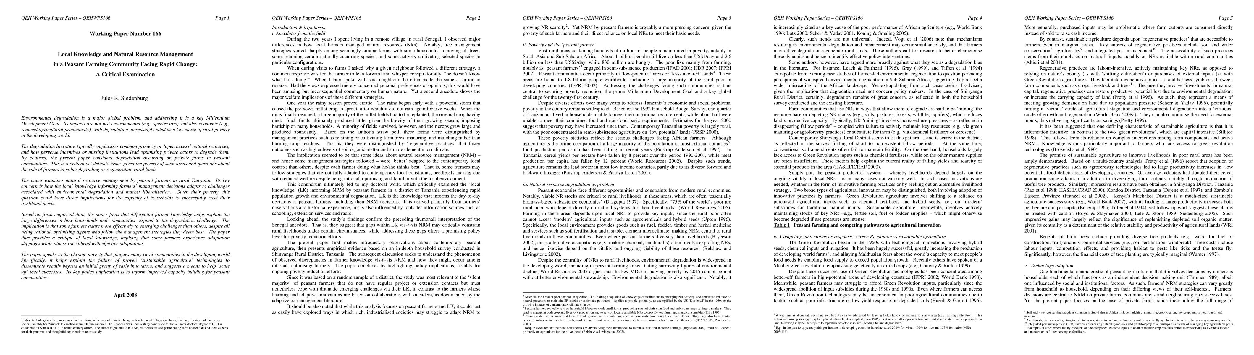 Thumbnail for Local Knowledge and Natural Resource Management in a Peasant Farming
  Community Facing Rapid Change: A Critical Examination
