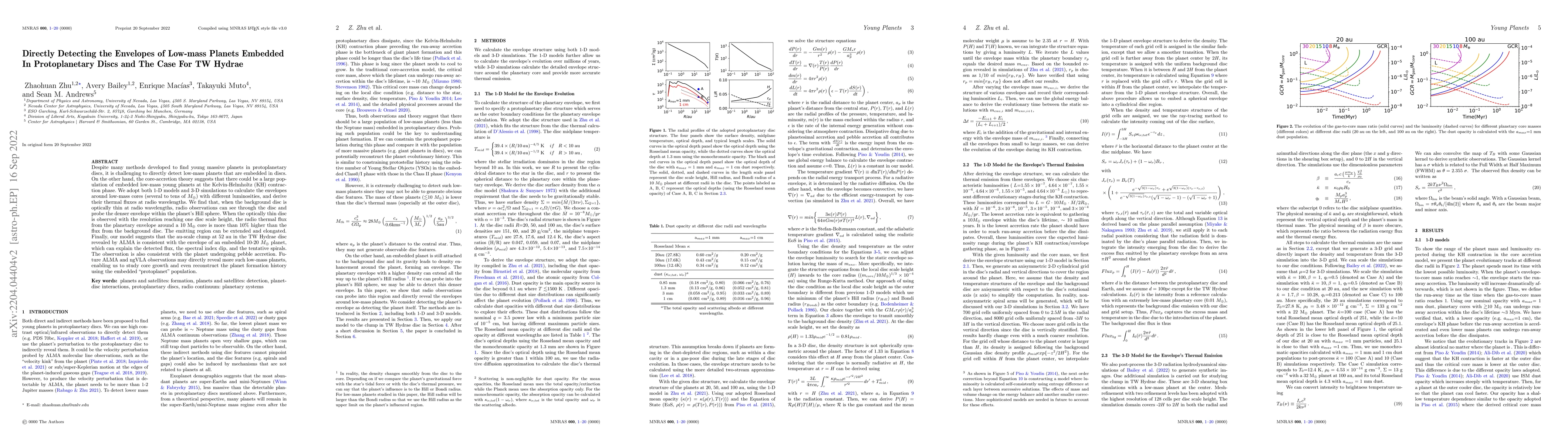 Thumbnail for Directly Detecting the Envelopes of Low-mass Planets Embedded In
  Protoplanetary Discs and The Case For TW Hydrae