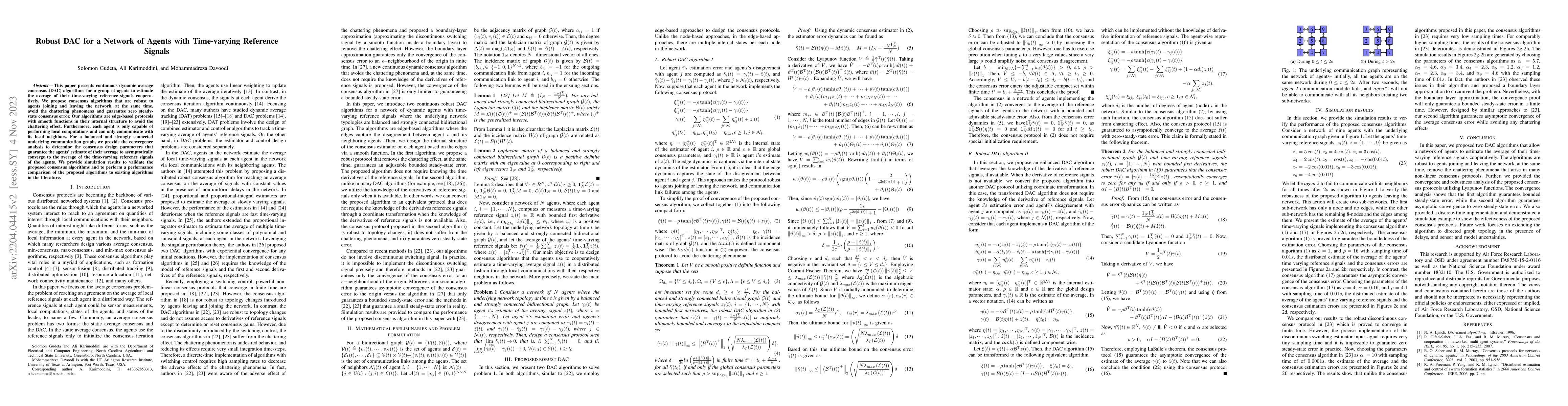 Thumbnail for Robust Dynamic Average Consensus for a Network of Agents with
  Time-varying Reference Signals