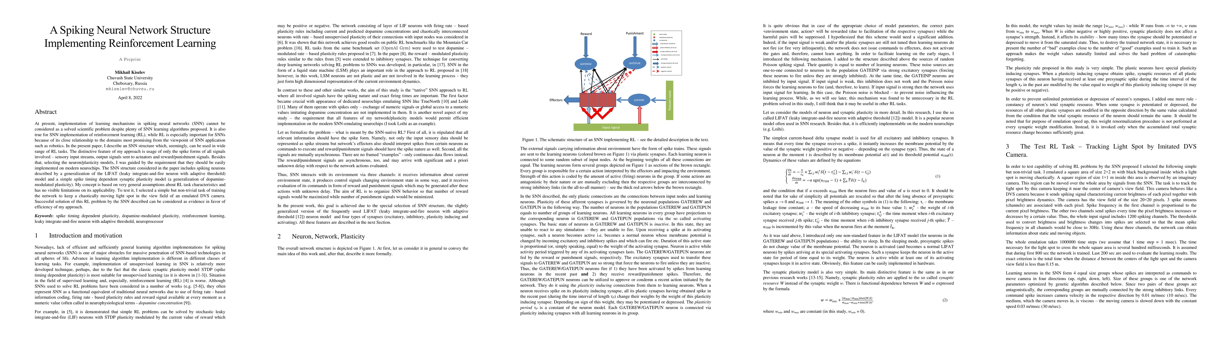 Thumbnail for A Spiking Neural Network Structure Implementing Reinforcement Learning