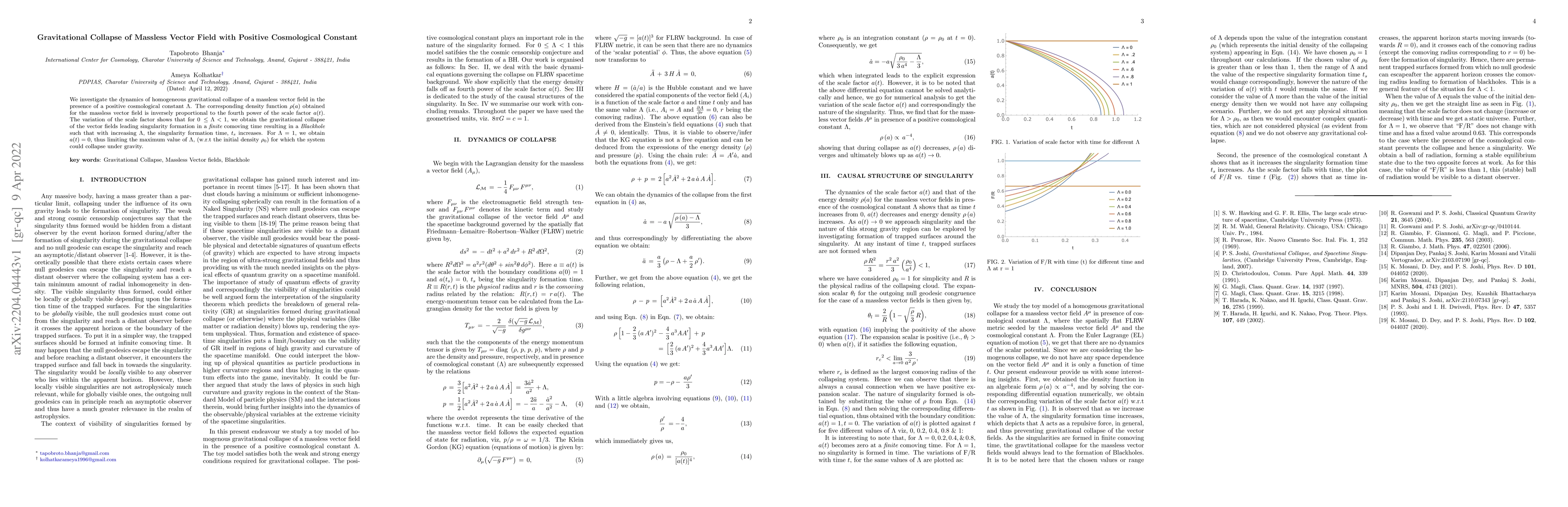 Thumbnail for Gravitational Collapse of Massless Vector Field with Positive
  Cosmological Constant